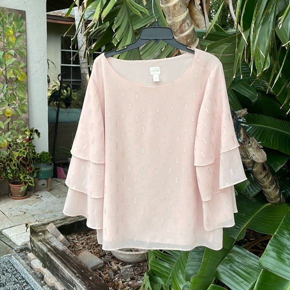 Chico's Tops - Chico statement sleeve and metallic blouse